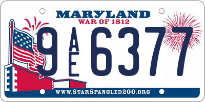 MD license plate 9AE6377