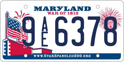 MD license plate 9AE6378