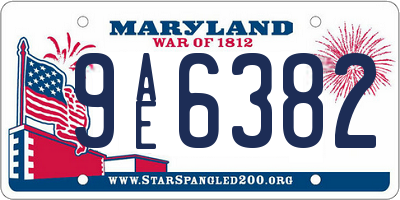 MD license plate 9AE6382