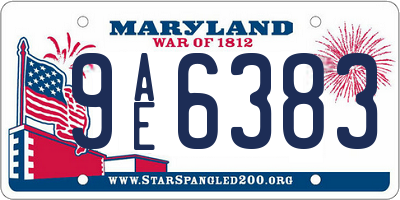 MD license plate 9AE6383