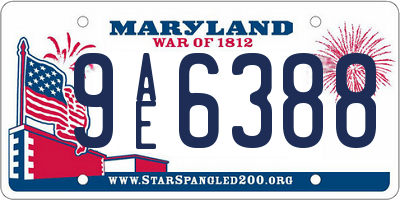 MD license plate 9AE6388