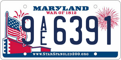 MD license plate 9AE6391