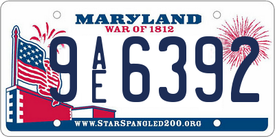 MD license plate 9AE6392