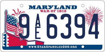 MD license plate 9AE6394