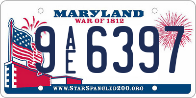 MD license plate 9AE6397