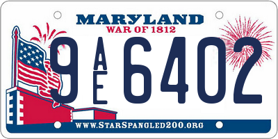 MD license plate 9AE6402