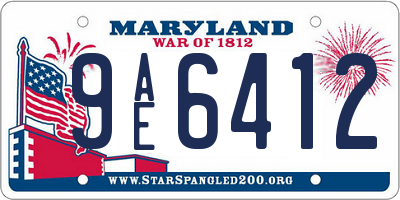 MD license plate 9AE6412