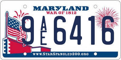 MD license plate 9AE6416