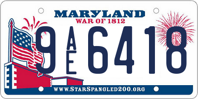 MD license plate 9AE6418