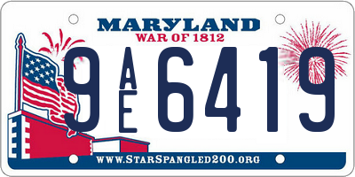 MD license plate 9AE6419