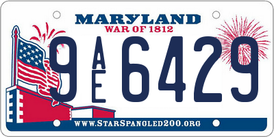 MD license plate 9AE6429