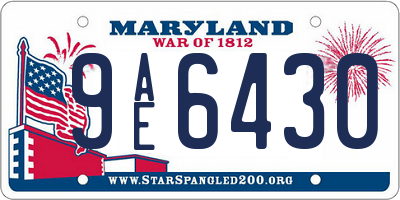 MD license plate 9AE6430