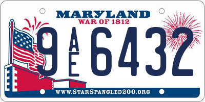 MD license plate 9AE6432