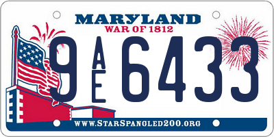 MD license plate 9AE6433