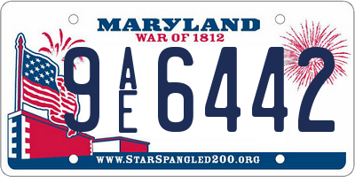 MD license plate 9AE6442