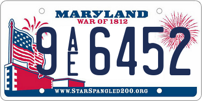 MD license plate 9AE6452