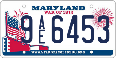 MD license plate 9AE6453
