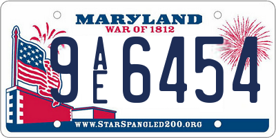 MD license plate 9AE6454