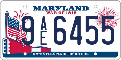 MD license plate 9AE6455