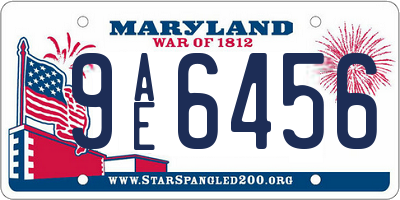 MD license plate 9AE6456