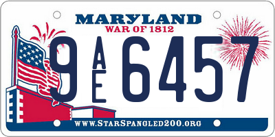 MD license plate 9AE6457