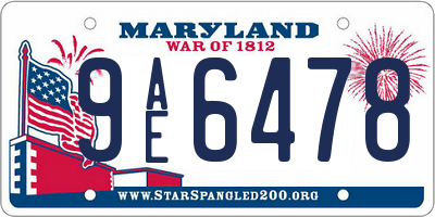 MD license plate 9AE6478