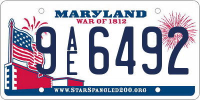 MD license plate 9AE6492