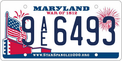 MD license plate 9AE6493