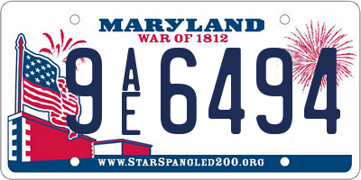 MD license plate 9AE6494