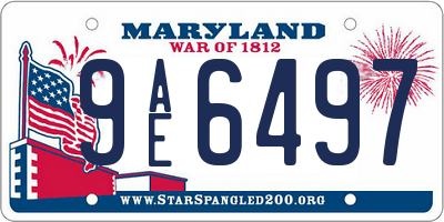 MD license plate 9AE6497