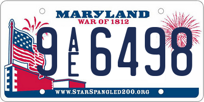 MD license plate 9AE6498