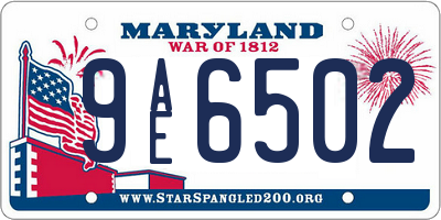 MD license plate 9AE6502