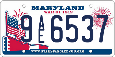 MD license plate 9AE6537