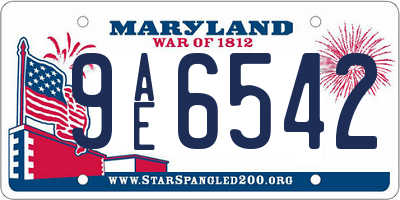 MD license plate 9AE6542