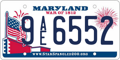MD license plate 9AE6552