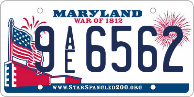 MD license plate 9AE6562