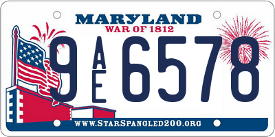 MD license plate 9AE6578