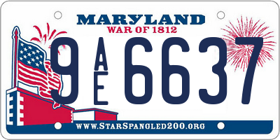 MD license plate 9AE6637