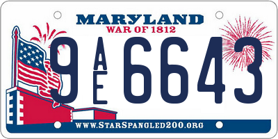 MD license plate 9AE6643