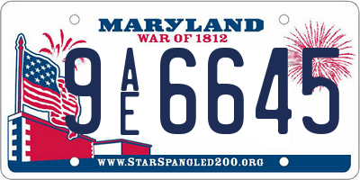 MD license plate 9AE6645