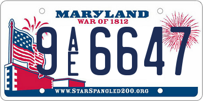 MD license plate 9AE6647