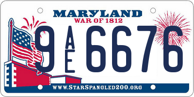 MD license plate 9AE6676