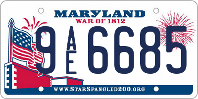 MD license plate 9AE6685