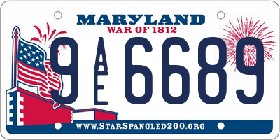 MD license plate 9AE6689
