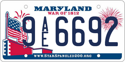 MD license plate 9AE6692