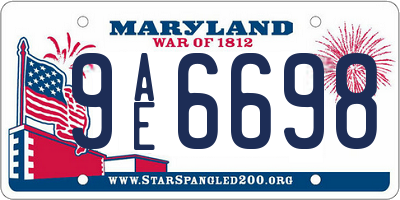 MD license plate 9AE6698