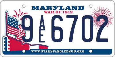 MD license plate 9AE6702