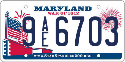 MD license plate 9AE6703