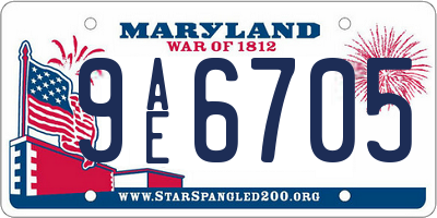MD license plate 9AE6705