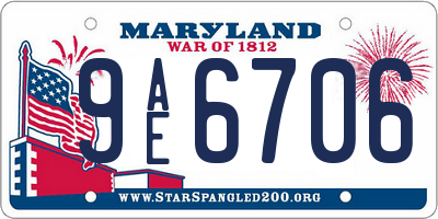 MD license plate 9AE6706